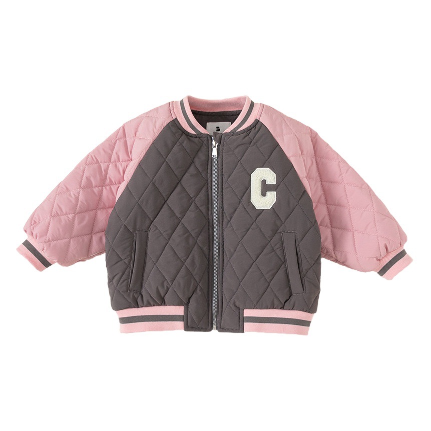 Babycity chaqueta de invierno bordada de algodón acolchado para niños uniforme de béisbol chaqueta engrosada para niñas Chaqueta de algodón acolchada estilo universitario DY23027