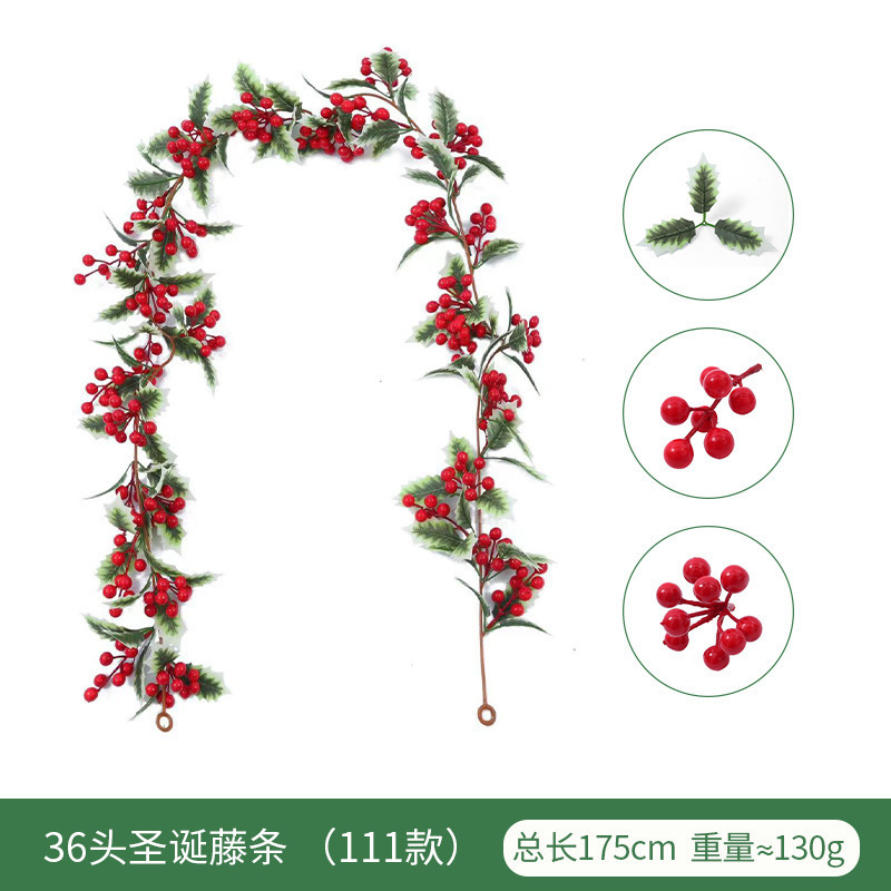 亚马逊新款圣诞气氛布置家居装饰仿真藤蔓 红果藤条仿真圣诞藤条|undefined