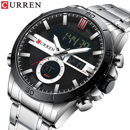 Curren/Carren 8384 men's watch dual movement quartz electronic watch sports steel band watch men's watch