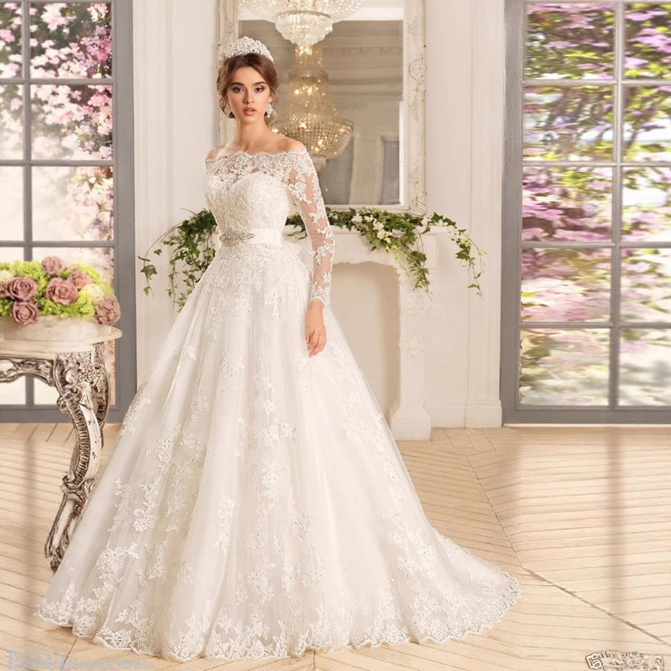 Foreign Trade Wedding Dress 2025 New One-Shoulder Slim Lace Tail Wedding Dress Large Size Fixed Slimming Look Belt