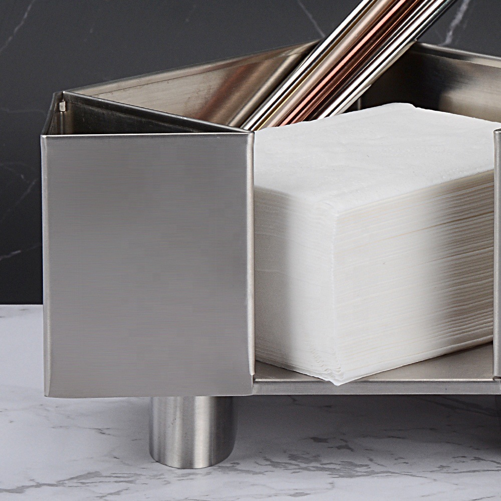 Caja de pañuelos de acero inoxidable restaurante bar KTV servilleta titular toalla cuadrada titular de papel impreso logotipo caja de pañuelos