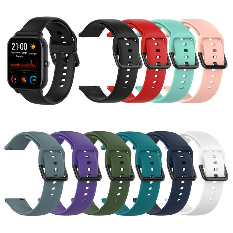 Силиконовый пряжечный ремешок (Amazfit) для GTS2 и BIP U, множество цветов, сменный браслет