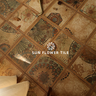 Guangdong Foshan Retro Bathroom Caramel Color Small Tiles Mid-Century Style Kitchen Balcony Floor Tiles Milk Tea Shop Tiles