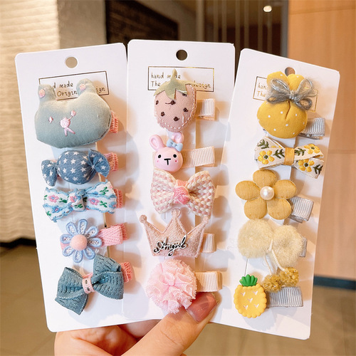 5 Cute Korean-style all-in-one hair clips for kids that won't damage hair, featuring butterfly bows and versatile colors, suitable for small girls' side clips