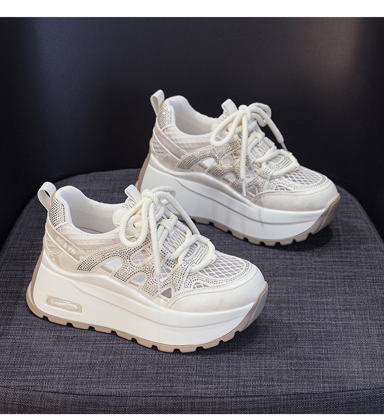 Giày sneaker nữ đế dày lưới thoáng khí phong cách retro — Trắng 5086, Champagne 5086, Tím 5086 chi tiết 16