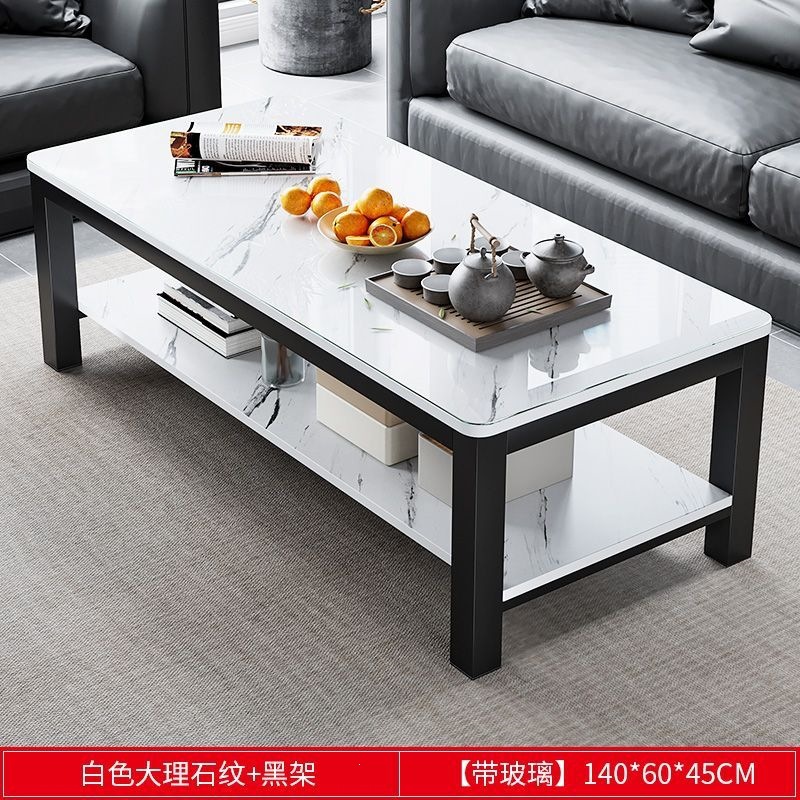 Sala de estar pequeña mesa de té doméstica simple moderna mesa de té de vidrio templado nueva mesa de té de lujo rectangular ligera image 17