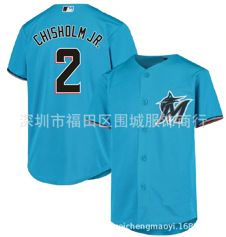 Вышиванна бейсболная майка MLB Майами Марины Джерси Чишолма Младший Джерси