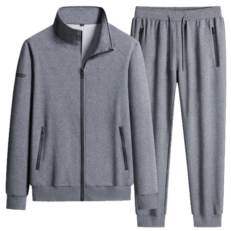 Transfronterizos algodón ropa deportiva casual hombre chaqueta de carrera chaqueta de mediana edad padres dos piezas conjunto de primavera y otoño 2026 image 6