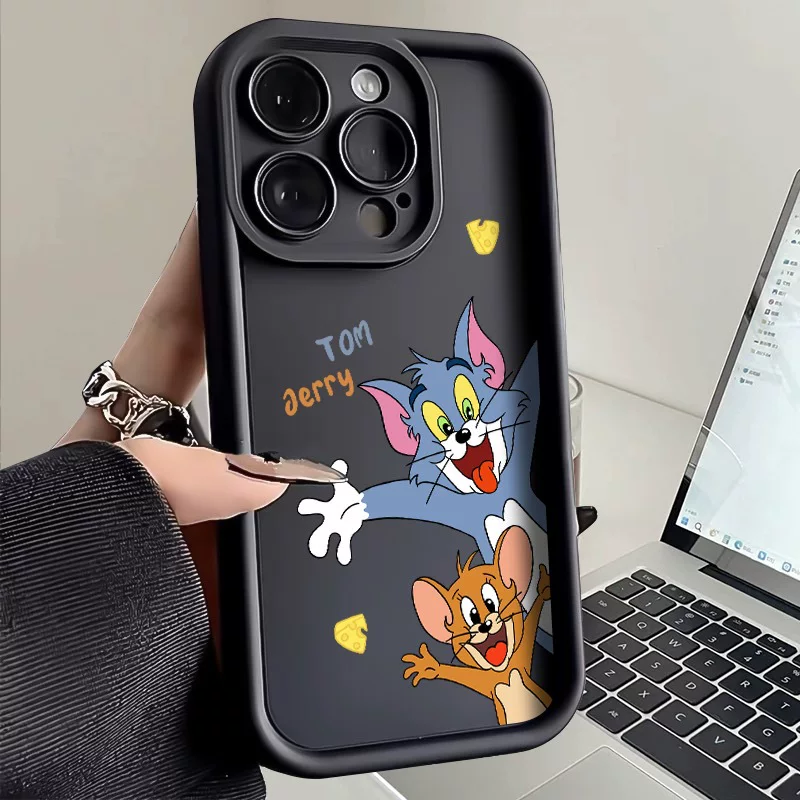 Чехол для телефона (Apple) совместимый с iPhone серий 6–16, мультяшный дизайн Том и Джерри, защита от падений