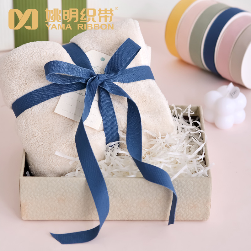 En stock al por mayor Yao Ming imitación algodón cinta 4 Especificaciones 27 colores accesorios de ropa caja de regalo embalaje liso imitación algodón cinta