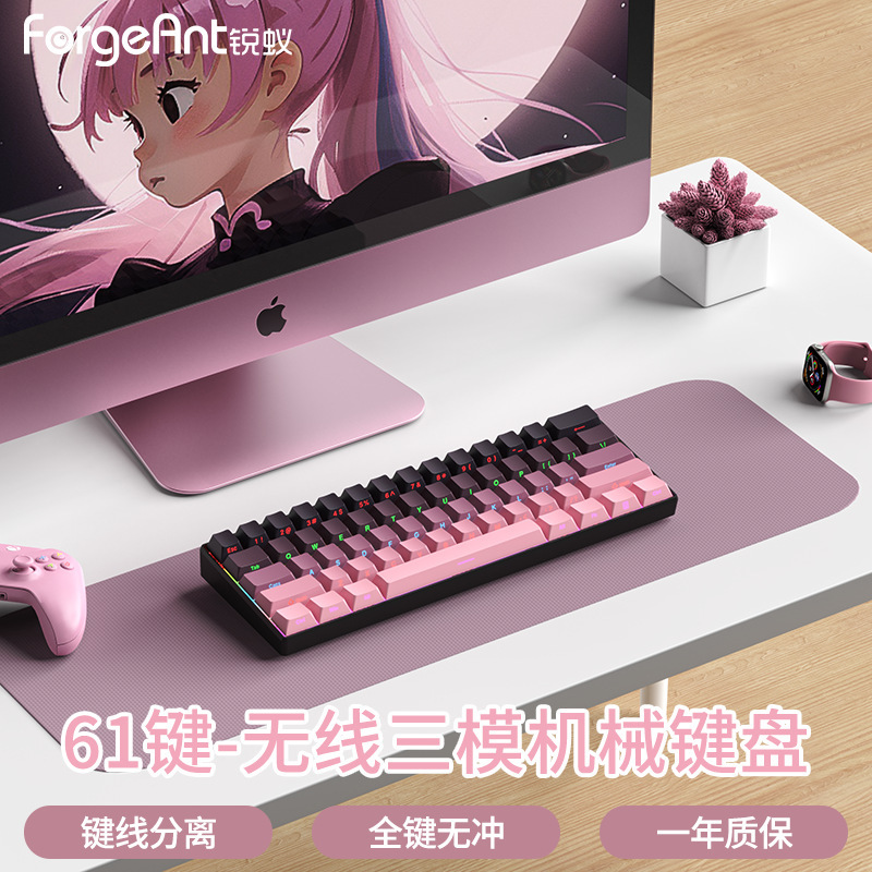 Ruiyi F61 メカニカルキーボード e スポーツゲームオフィスワイヤレス 3 モードノートブックデスクトップポータブル男性と女性のキーボード|undefined