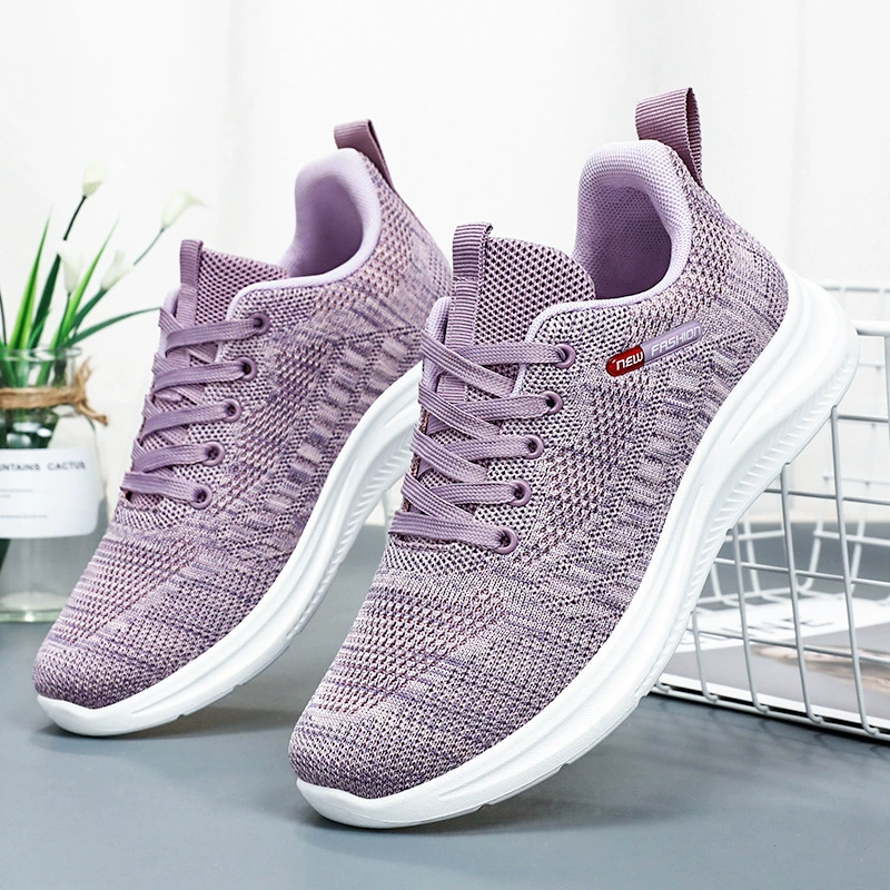 Женские кроссовки 2025 года, новая модель, экспортные, из ткани Flyknit, для женщин, трансграничные, на мягкой подошве, повседневные, спортивные