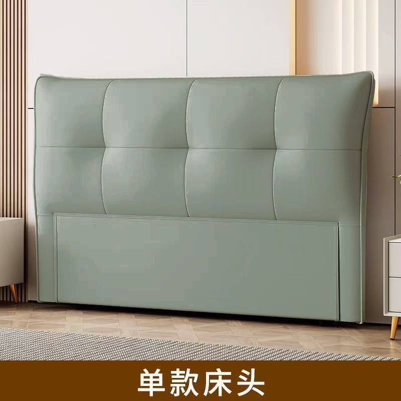 实木床头软包新款现代简约轻奢一体落地靠背板生态真皮床头免安装|undefined
