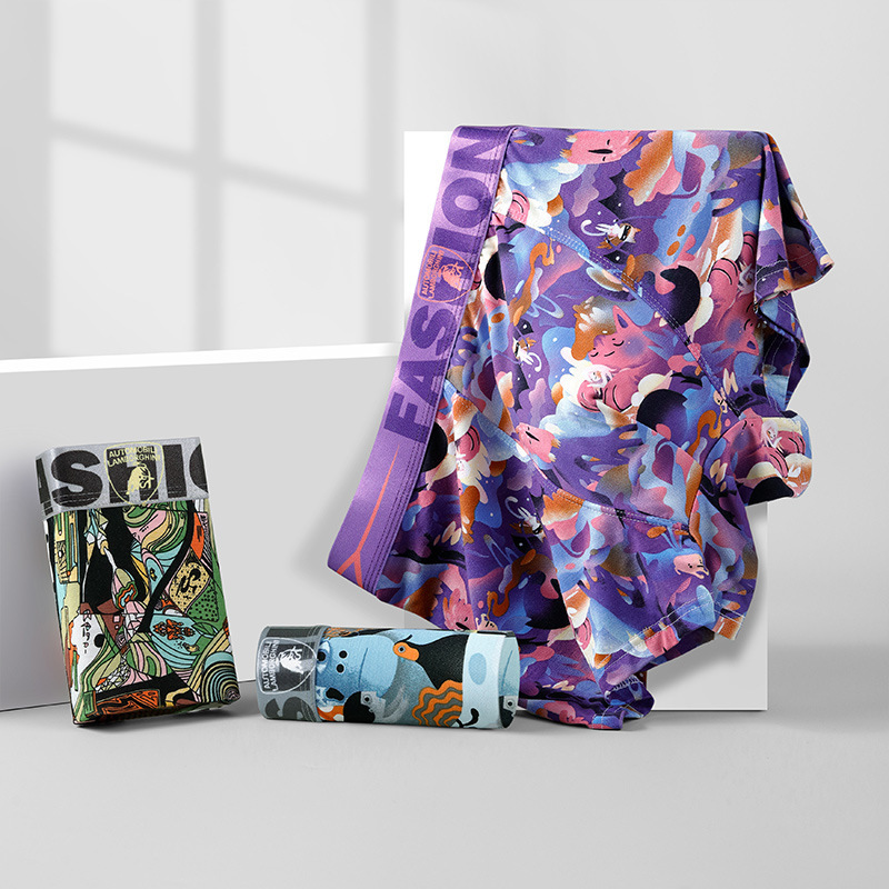 A generation of men's cartoon modal cotton printed boxer underwear comfortable close-fitting breathable boxer underwear head