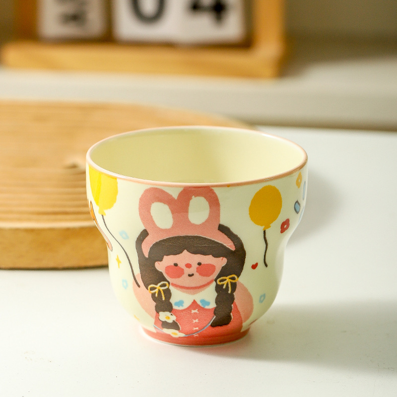 4人家族の家庭用セラミックカップ、かわいい子供用朝食カップ、食器、漫画の高価値コーヒーカップ、マグカップ|undefined