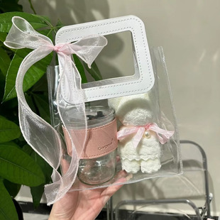 Pvc Transparent Souvenir Handbag, Groomsmen and Bridesmaids Wedding Candy Gift Packaging Bag, Birthday and Holiday Gift Plastic Bag