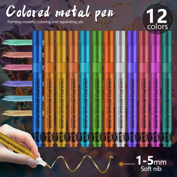 Cross-border New Product Metal Acrylic Marker Pen Soft Head Nail Art Painting Model Coloring Pen Hand Account Graffiti Paint Pen