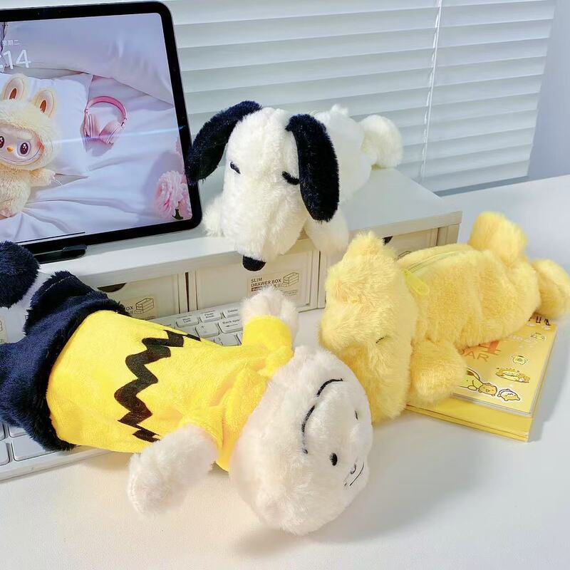 New Snoopy Charlie Tucker Cute Plush Pen Bag Student Soft Skin Friendly Stationery Bag Storage Bag Cosmetic Bag