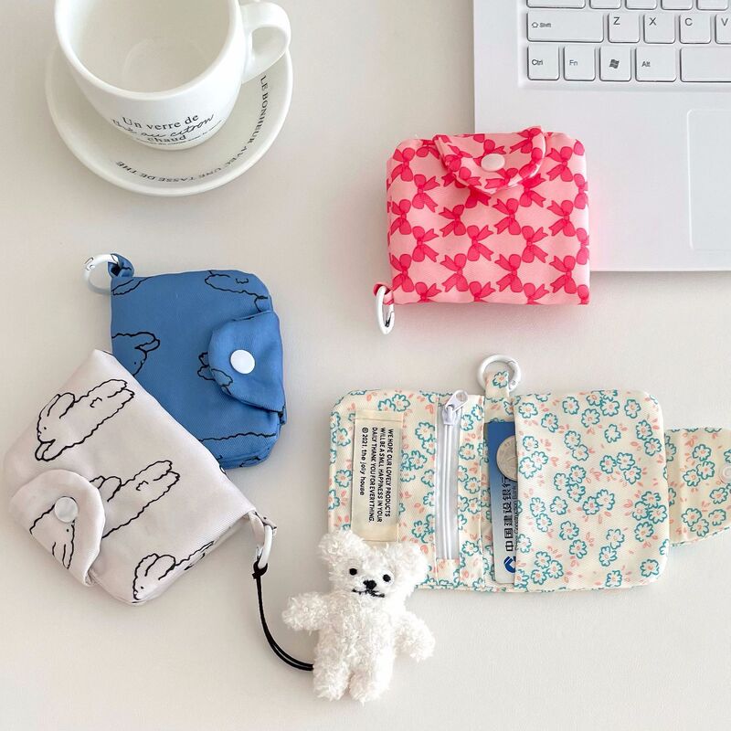 Korean ins Bow Coin Purse Cute Girly Heart Portable Multi-functional Storage Card Holder Small Bag Pendant