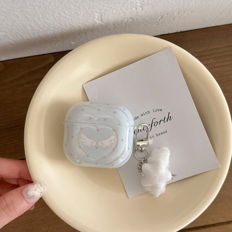 Love Wings Transparent Blue Suitable for Apple AirPods 4Th Generation Protective Case Pro3 Earphone Case 2025 New Wireless 2