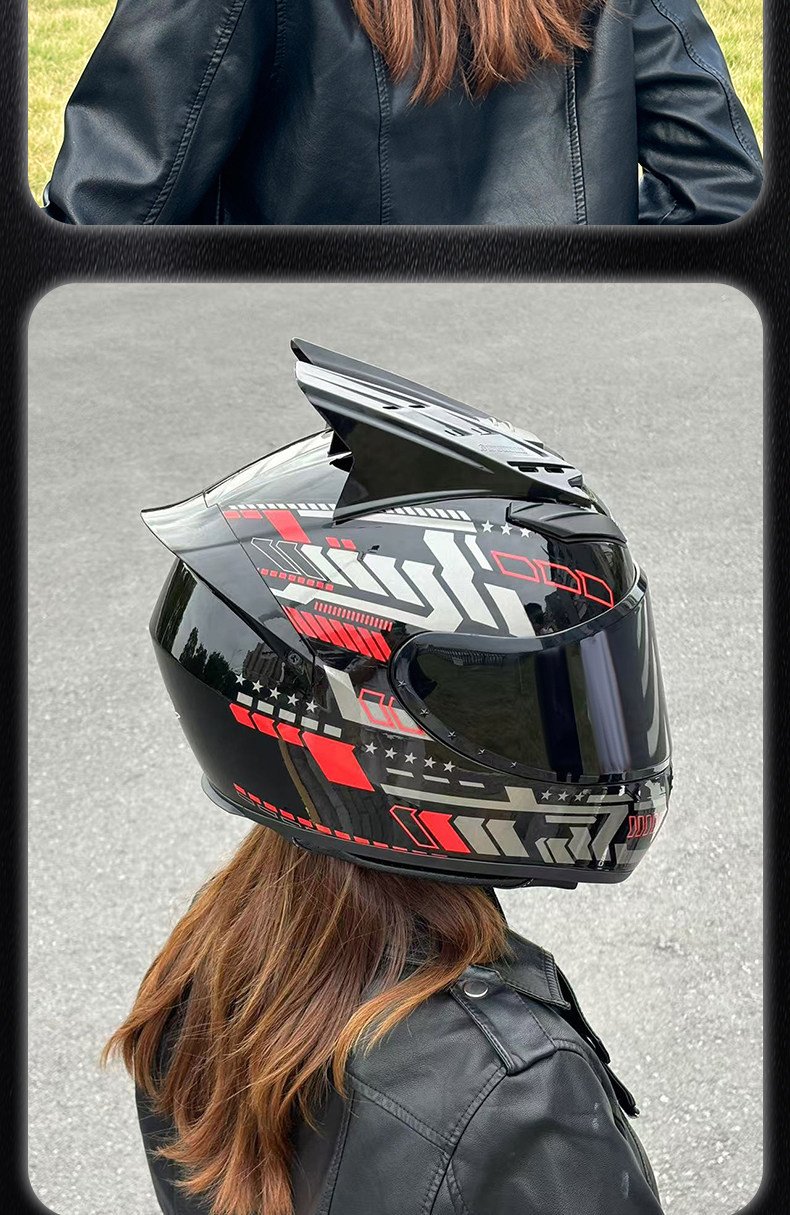 3C Certified Motorcycle Helmet for Men and Women, Universal Motorcycle Safety Helmet, Retro Personalized Electric Motorcycle Full-Face Helmet