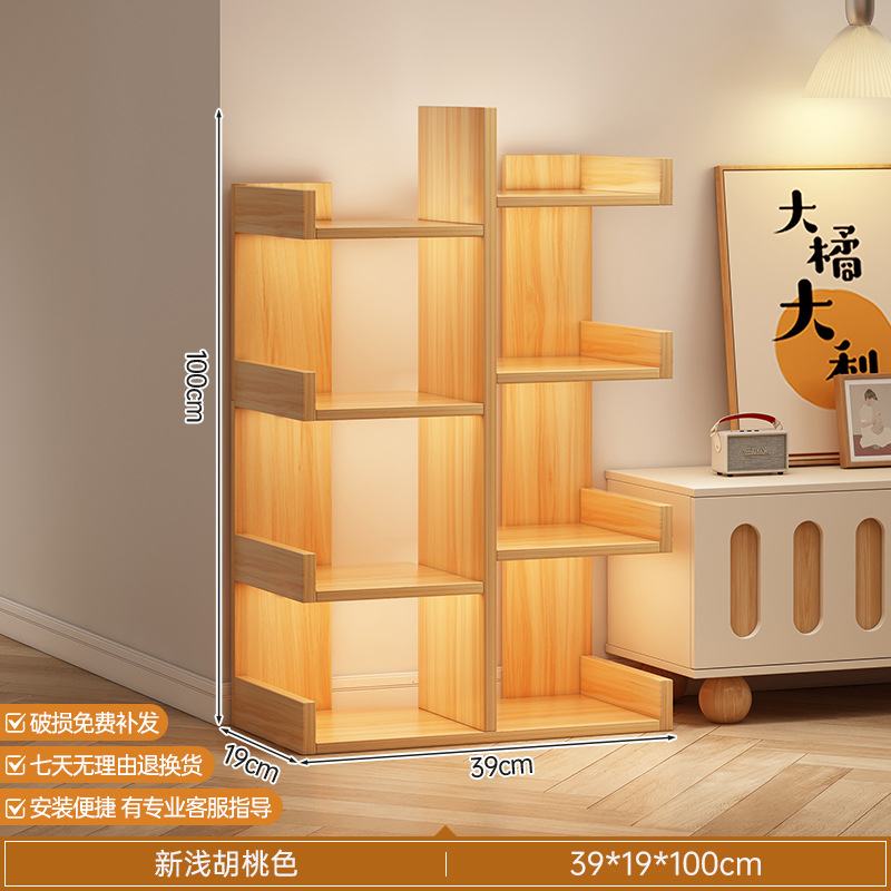 Estante de libro de piso integrado contra la pared esquina simple sala de estar de almacenamiento doméstico de estudiantes armario de pared librería