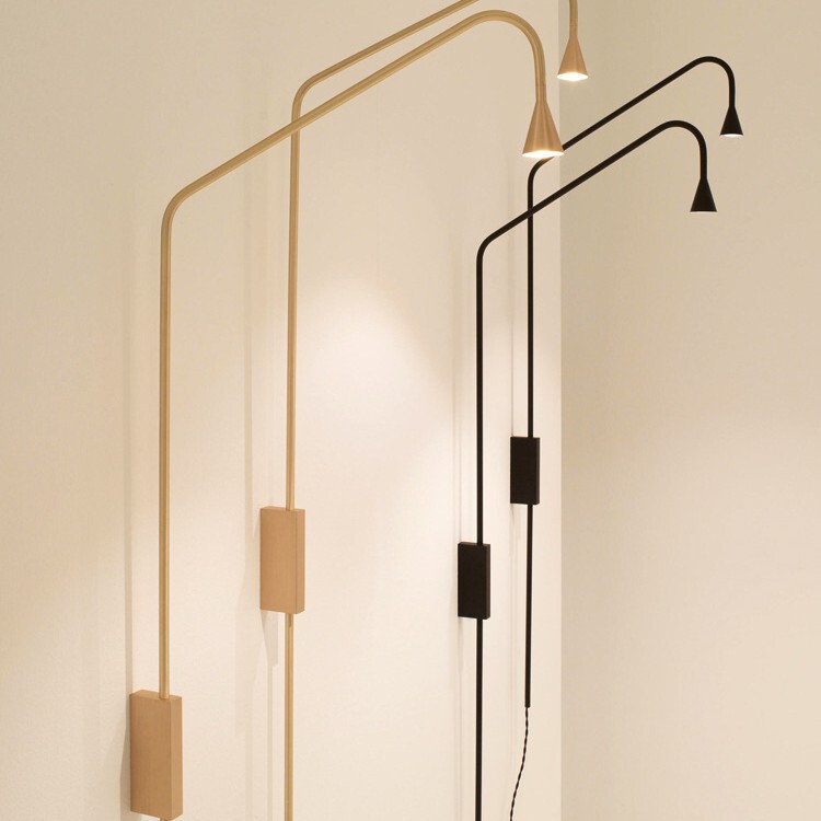 Minimalist modern rocker arm exquisite small horn long wall lamp Nordic personality elegant living room bedroom metal reading lamp