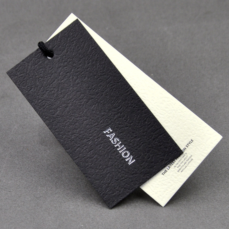 黑卡吊牌服装商标特种纸牌印刷衣服简约挂牌烫金烫银标签