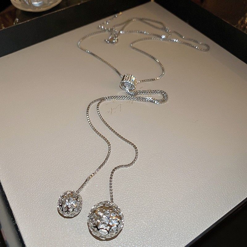 欧美跨境几何水滴高级感项链小众气质冷淡风毛衣链秋冬新款饰品女详情5