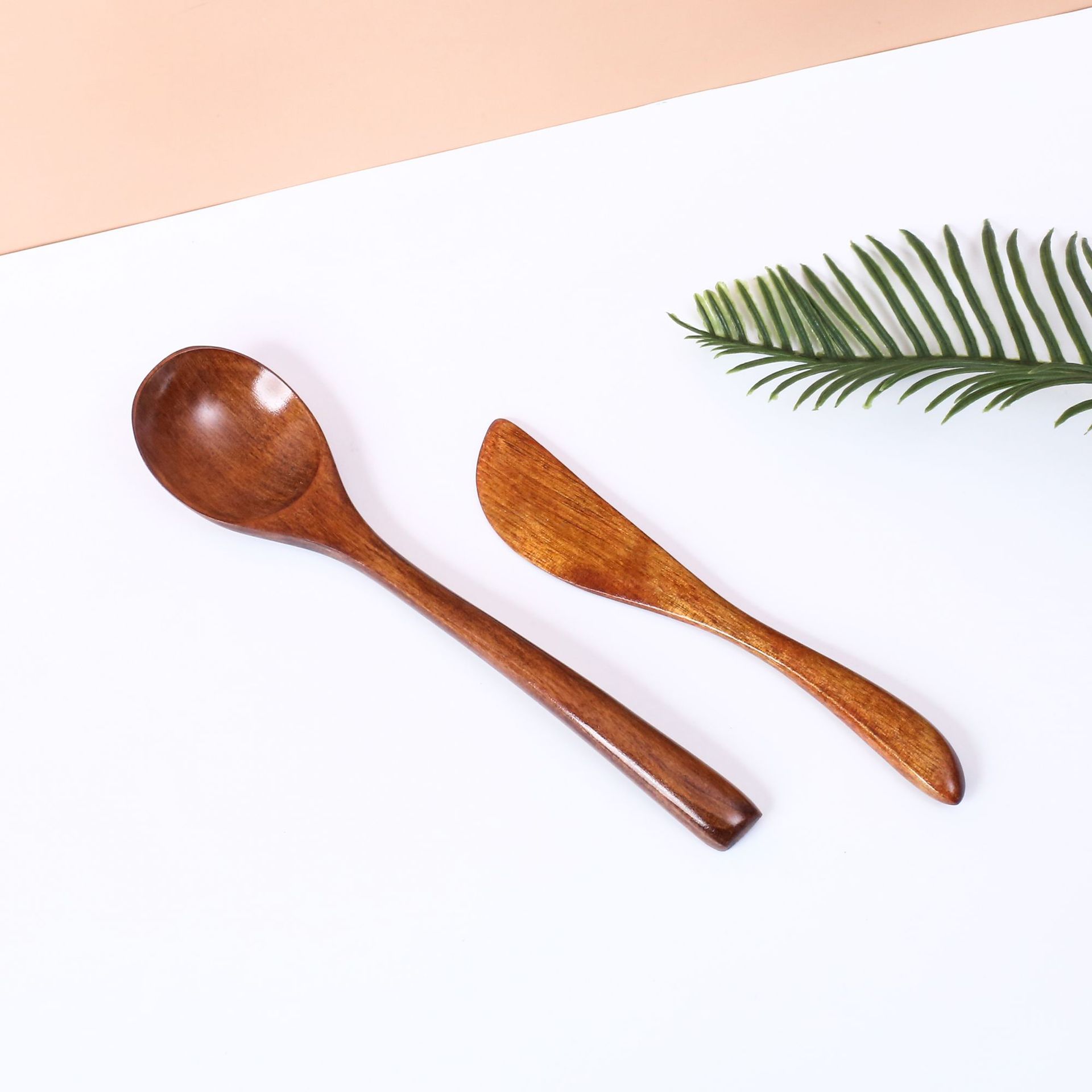 日式勺子木质小调羹刀叉喝汤竹勺汤勺复古长柄木勺搅拌勺餐具批发