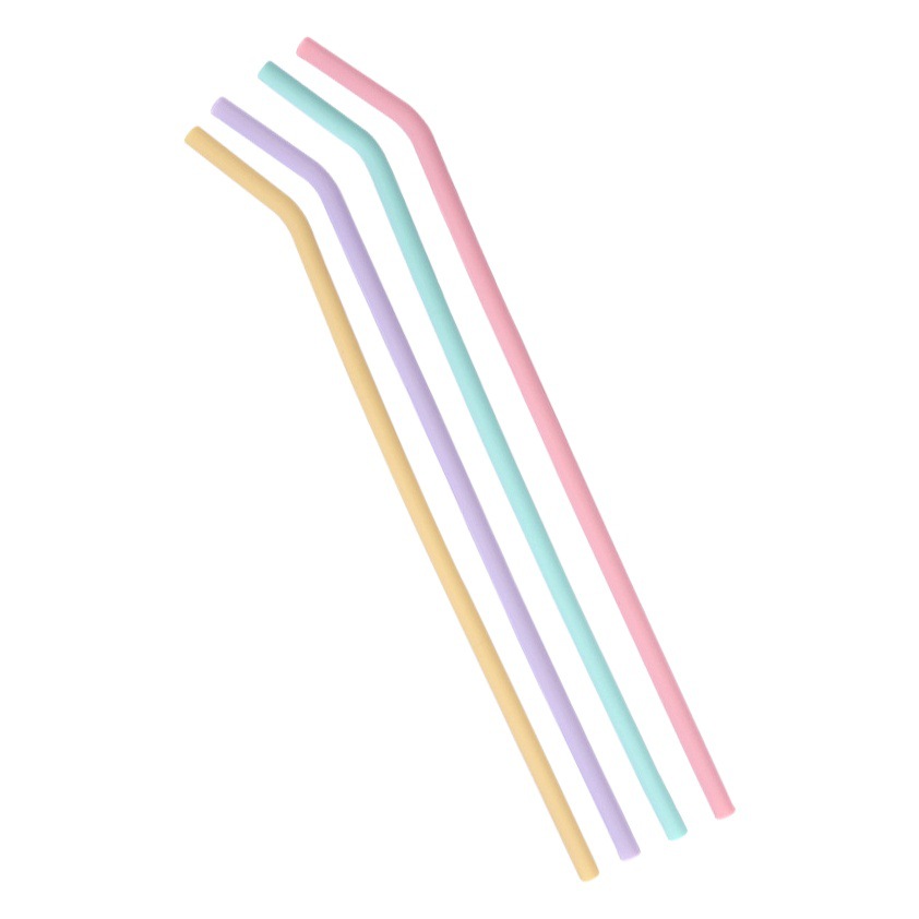 Juego de Pajitas Curvas Nórdicas de Silicona de Grado Alimenticio Xuanjun, Cuatro Piezas, Resistentes a Altas Temperaturas, Fáciles de Limpiar, Aptas para Lavavajillas.