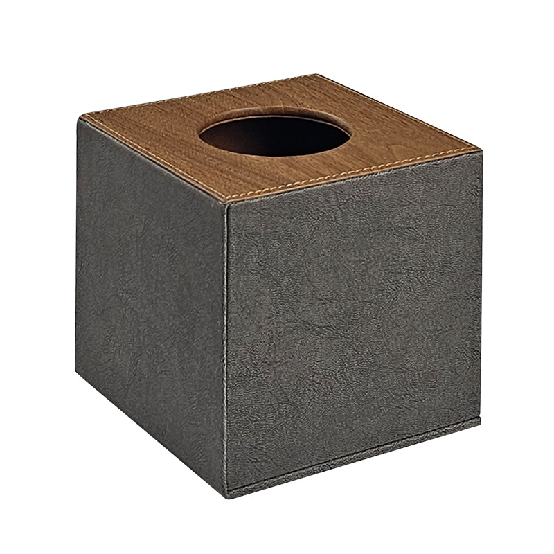 Hotel caja de pañuelos de cuero de alta gama sala de reuniones caja de dibujo de cuero hotel restaurante caja de dibujo logotipo stock de fábrica