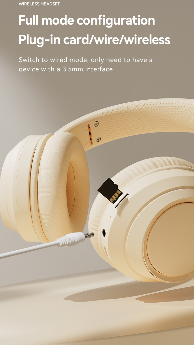 Wireless Bluetooth headset with long battery life, solid color plug-in earphones, mobile phones, Android tablets,_voghion.com