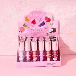 Cross-Border Makeup Hudamoji Six-Color Fruit Large Brush Lip Oil Essence to Fade Lip Lines Daily Care Lip Gloss