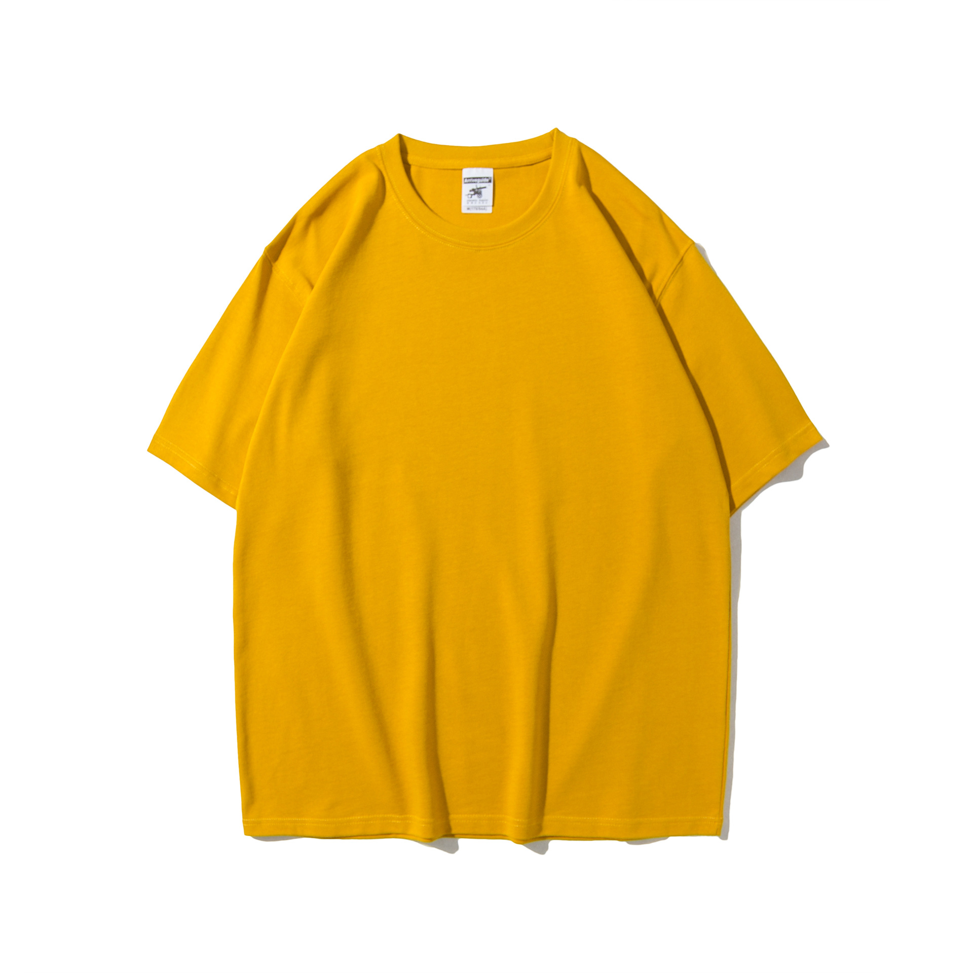 メンズ夏のAG280gマーク沁男士重ポンド丸襟tシャツ純綿純色潮男半袖男プリントt