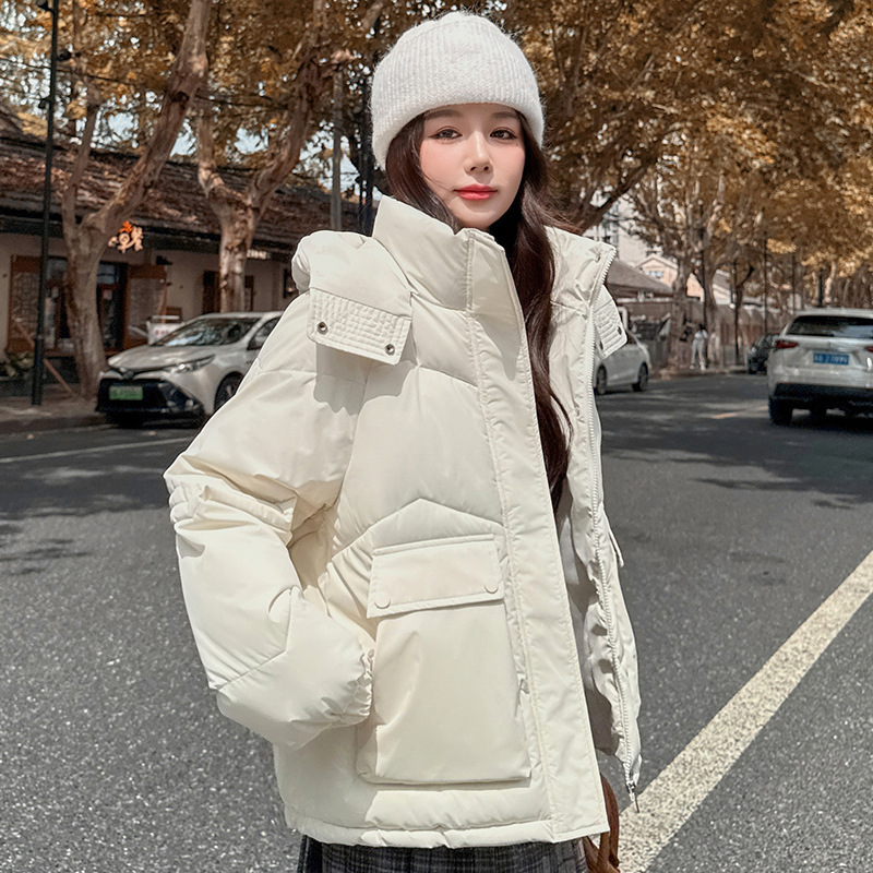 여성 후드 숏 패딩 점퍼 2025 가을겨울 루즈핏 빅포켓 학생 데일리 아우터