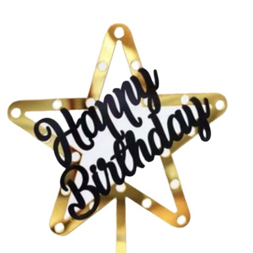 Fábrica directa acrílico de doble capa estrella de cinco puntas Feliz cumpleaños pastel decoración plug-in pin bandera