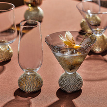镶钻水晶玻璃杯高颜值矮脚喝水杯子家用轻奢高档威士忌酒杯甜品杯