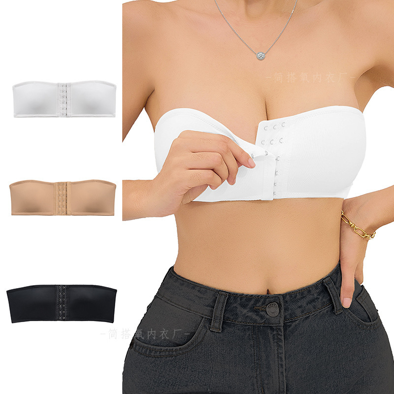 European and American Cross-Border Hot Style Front Buckle Seamless Breast Pad Sexy Tube Top One-Line Underwear Large Size Strapless Breast Wrap