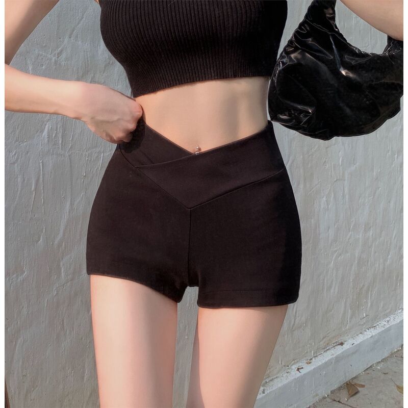 [Cross-border Wholesale] Casual Sports Shorts Women's Solid Color Seasonal Spice Girls High Waist Slim-fit Thailand Bottoming Hot Pants
