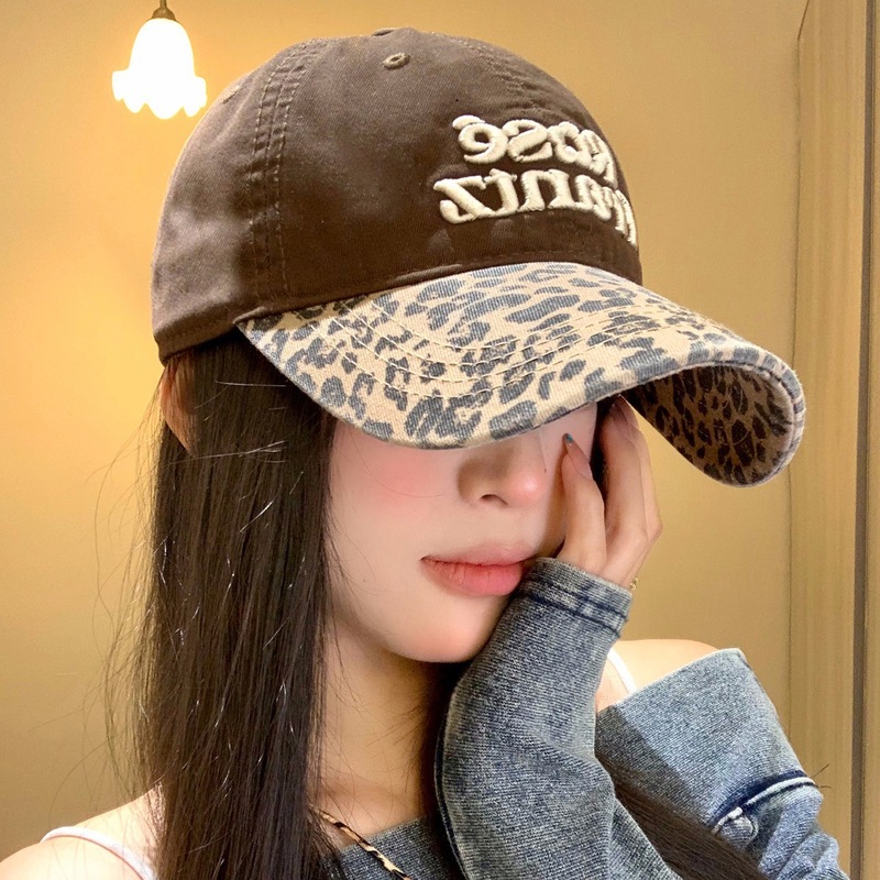 刺绣拼色硬顶棒球帽子女款男女休闲帽美式豹纹小众遮阳鸭舌帽批发|undefined