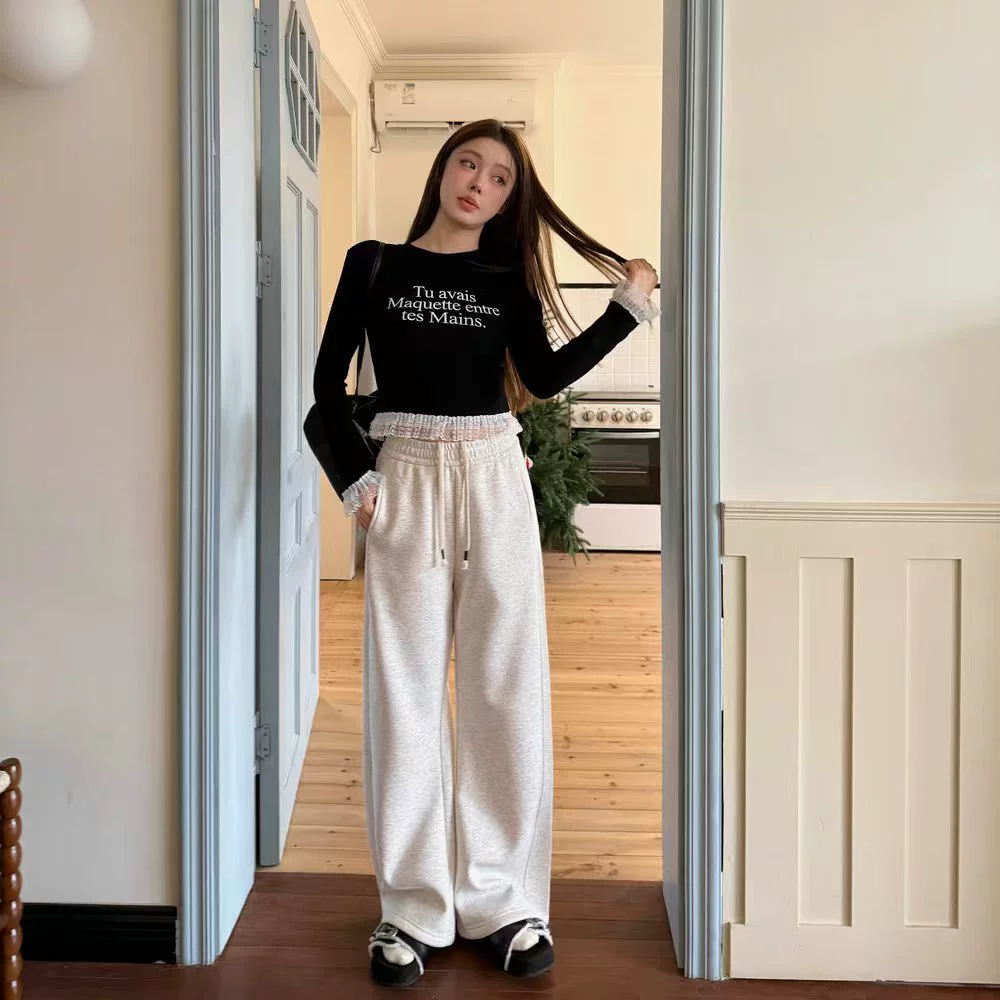 Высокое качество фиолетовый ретро микро Ла свободные брюки женские 2025 весна и осень bf ленивый ветер ятаган повседневные брюки новый