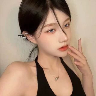 精灵耳夹女夏无耳洞银色流苏高级感显脸小小众冷淡风酷帅简约吊坠