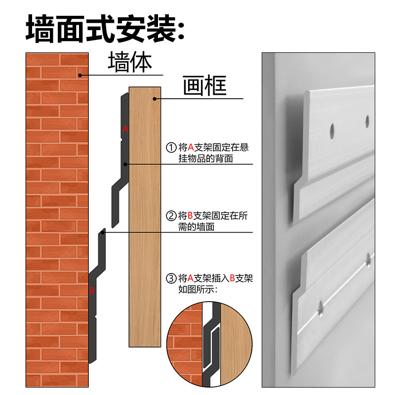 Z型画框相框挂件铝合金之字形美术馆艺术馆挂画卡扣背挂墙板挂件|undefined
