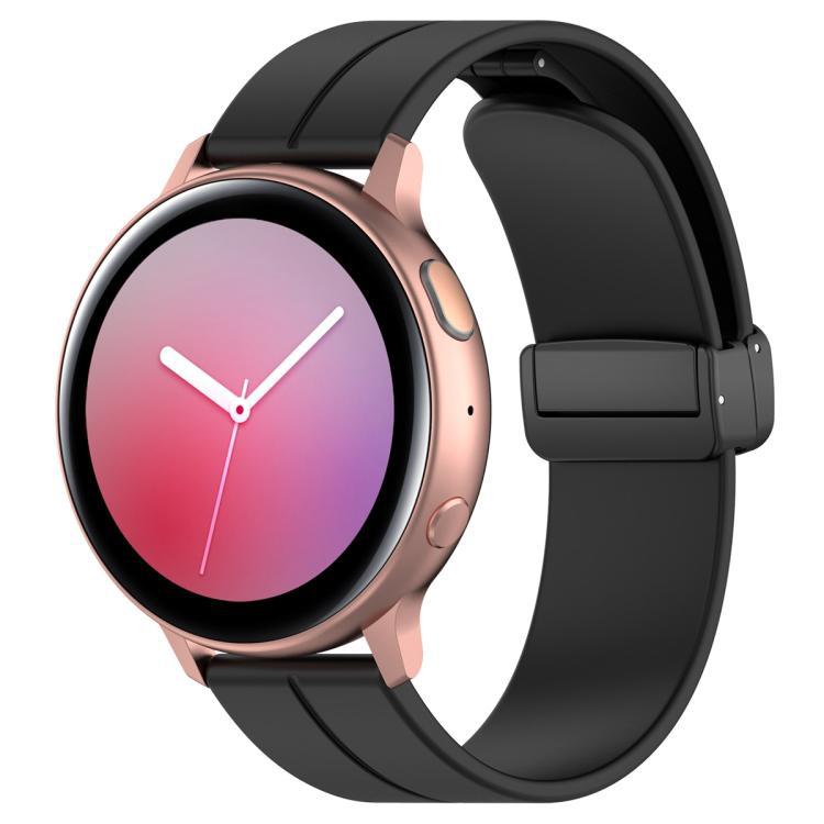 20 / 22mm correa de reloj de silicona con botón negro plegable correa de reloj de negocios ocio impermeable