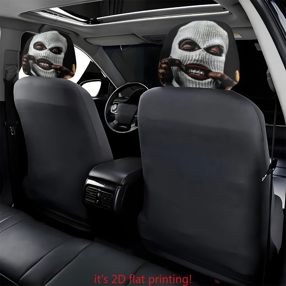 Car headrest cover with hip-hop masked bandit personalized print, universal car pillowcase, can be customized with labels and made according to provided images