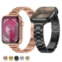 Подходит для ремешка Apple Watch10 поколения 14мм маленький трёхбусиновый ремешок iwatch маленький трёхбусиновый цельностальной ремень