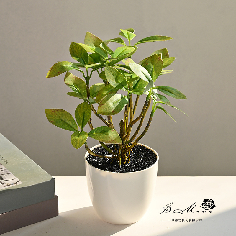 Simulación de flores falsas plantas verdes de alta calidad pequeñas plantas bonsai decoración creativa decoración de la sala de estar del hogar simulación de maceta