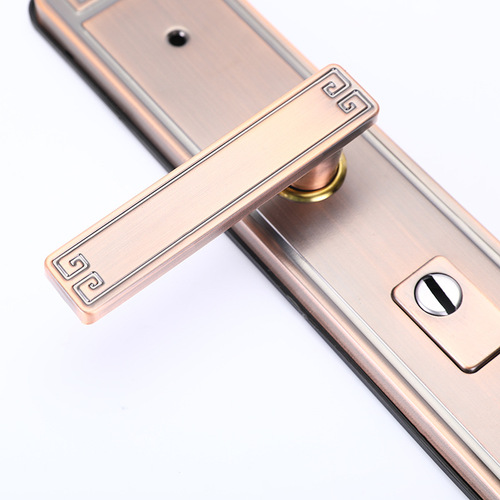 Universal anti-theft door anti-pry door lock thickened panel retro style lock household double-active double door handle lock