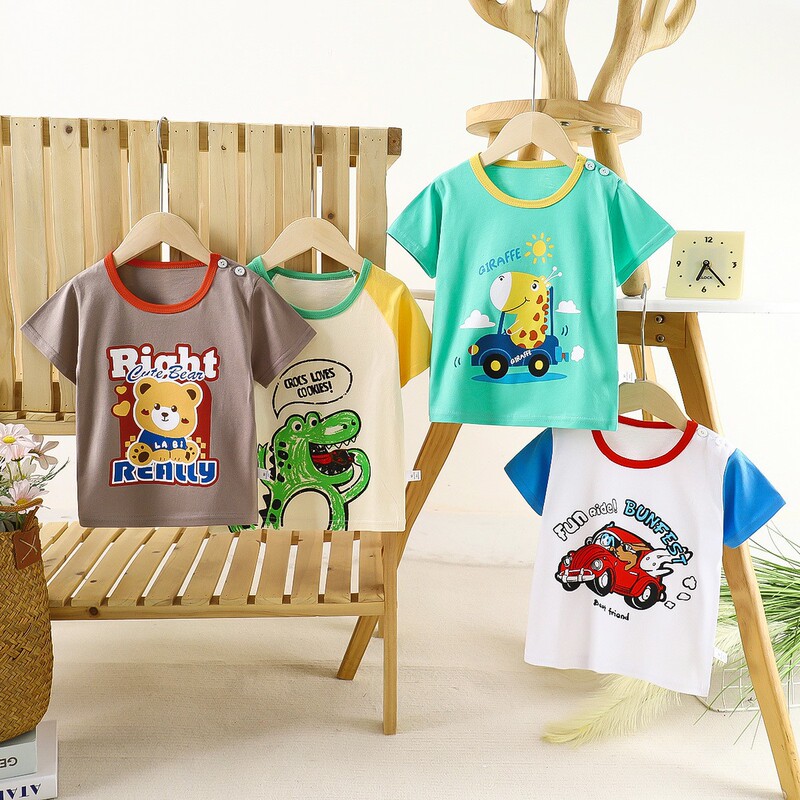 Children's Short-Sleeved T-Shirt Pure Cotton Summer New Style 2026 Baby Boy Clothes Cartoon Girls Korean Style Single Top Kidsren's Clothing